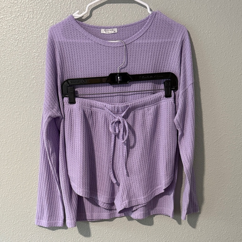 Cozy Lavender Knit Pajama Set w/ Pockets